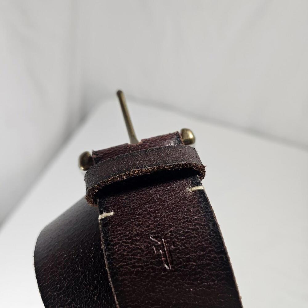 FRYE Women's Distressed Leather Belt & Antiqued Buckle Brown Size L - Picture 4 of 7